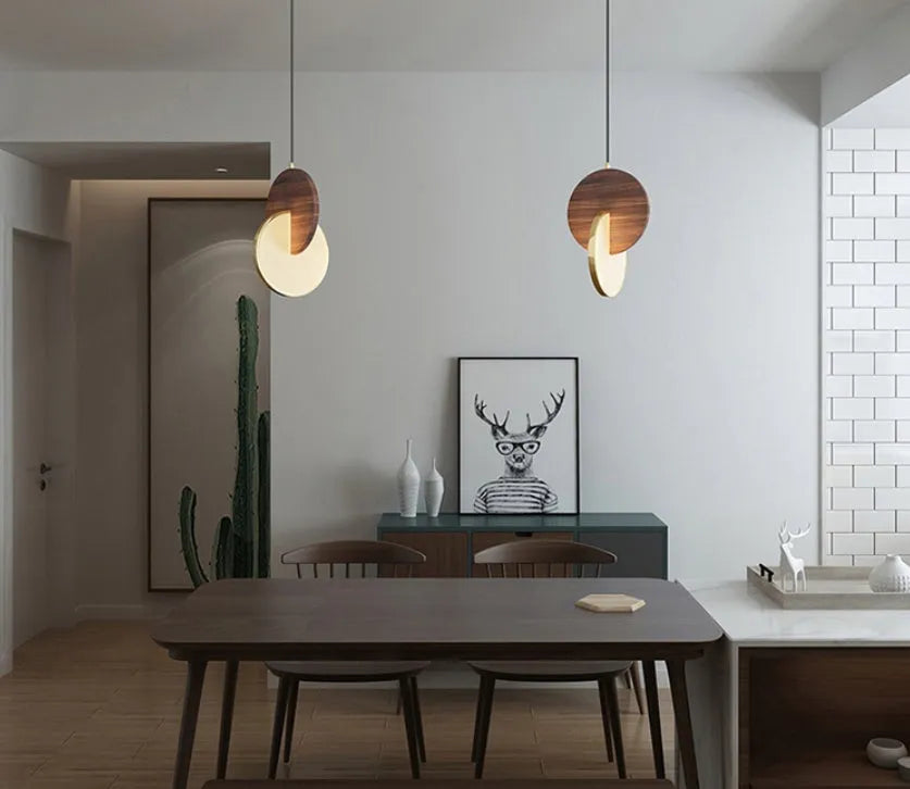Long-line walnut solid wood chandelier with carved details and warm white lighting for wall mounting