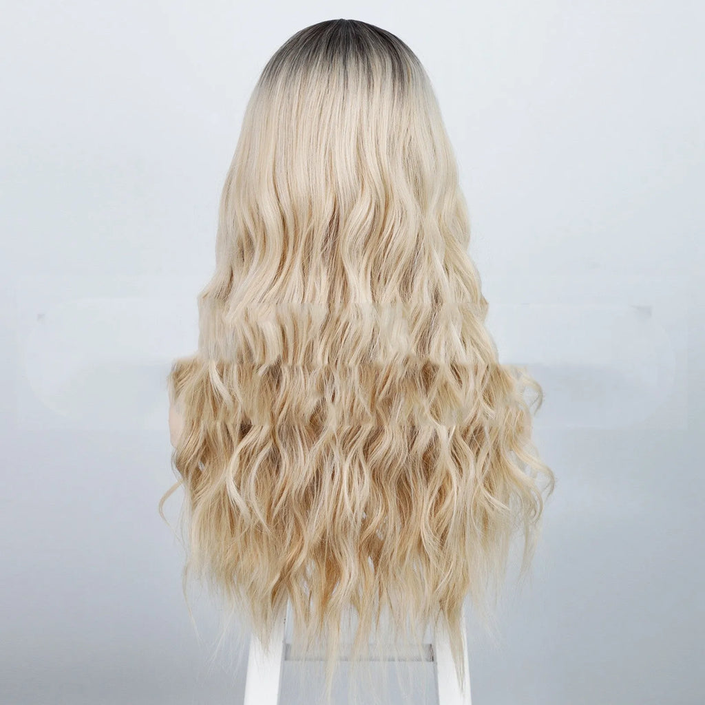 Long curly high temperature wire wig for ladies with water ripple pattern, 24 inches, colour R4/60#