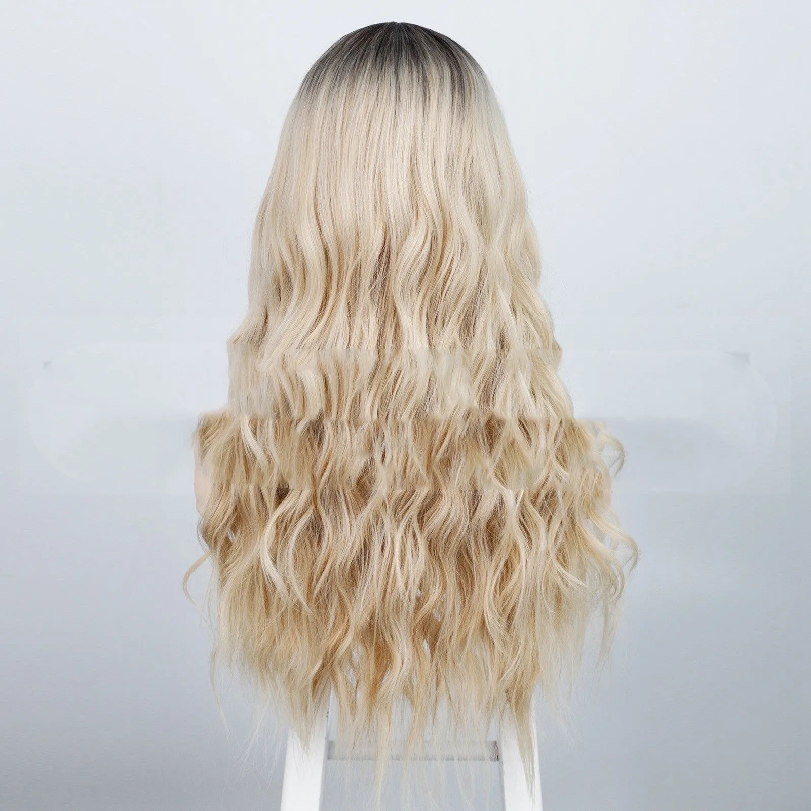 Long curly high temperature wire wig for ladies with water ripple pattern, 24 inches, colour R4/60#