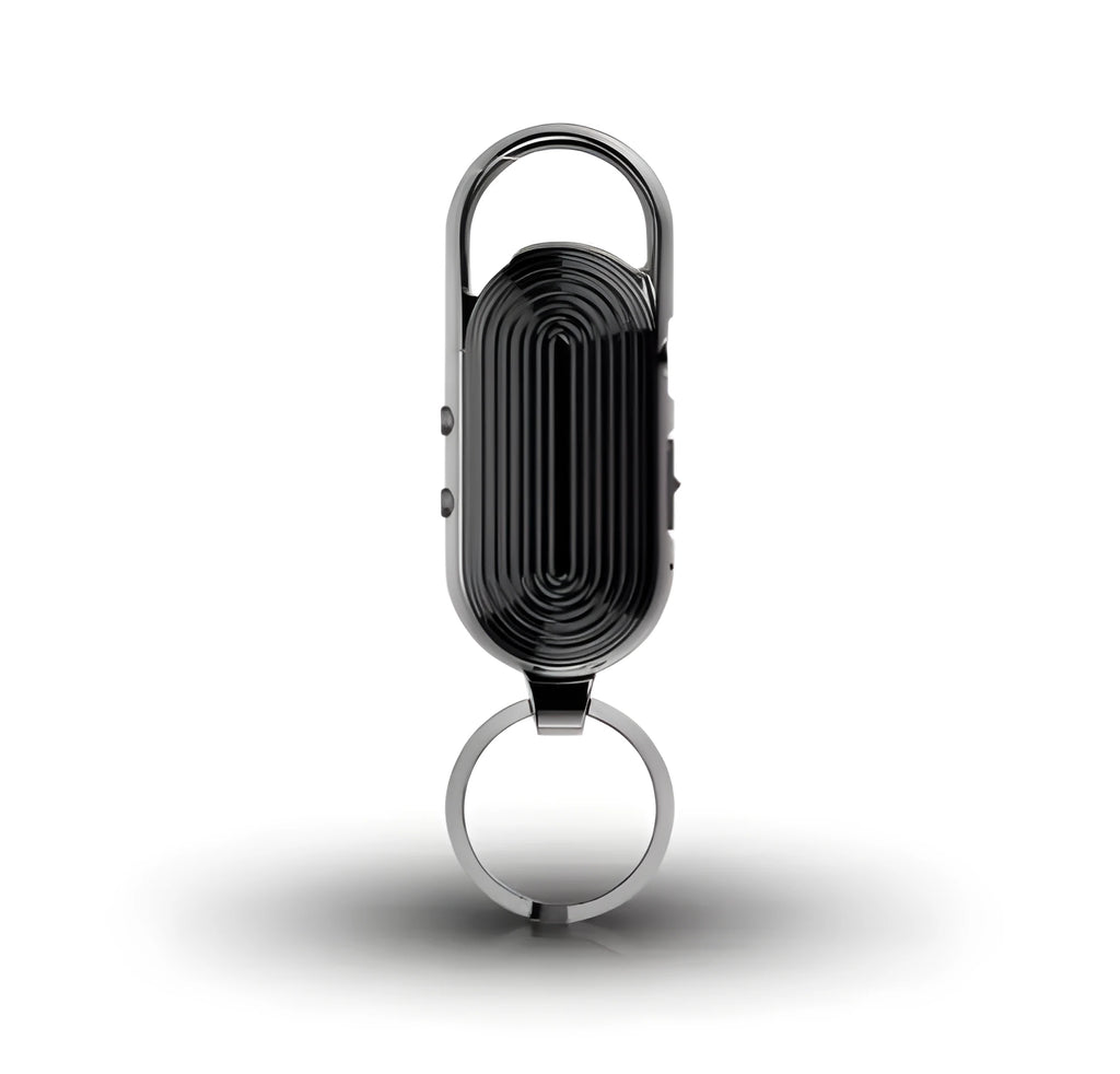 Black portable digital voice recorder with zinc alloy shell and USB port.