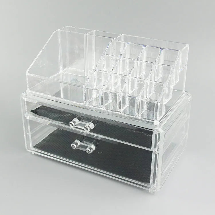 Clear foldable acrylic makeup storage organiser case with 18 litre capacity