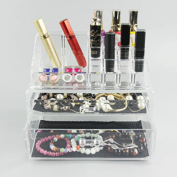 Clear foldable acrylic makeup storage organiser case with 18 litre capacity