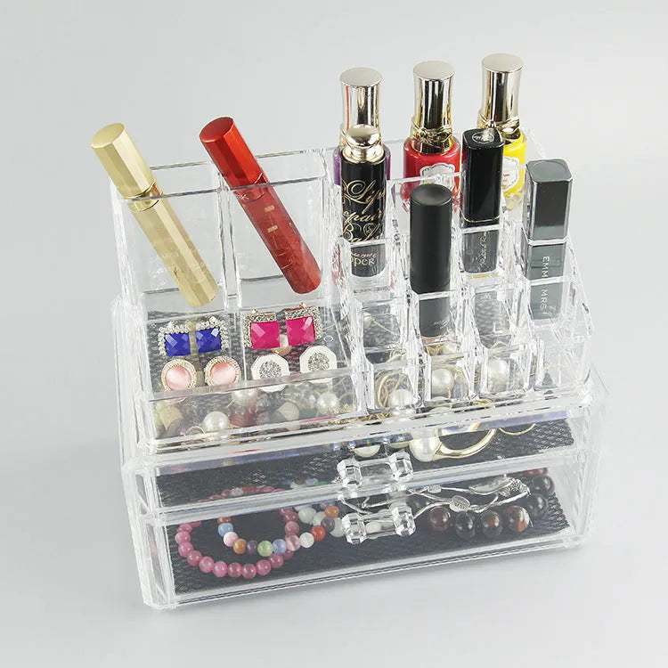 Clear foldable acrylic makeup storage organiser case with 18 litre capacity