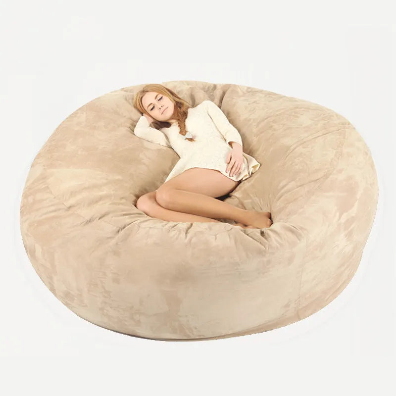 Oversized 7FT suede bean bag chair for adults in living room, aqua green colour with removable cover