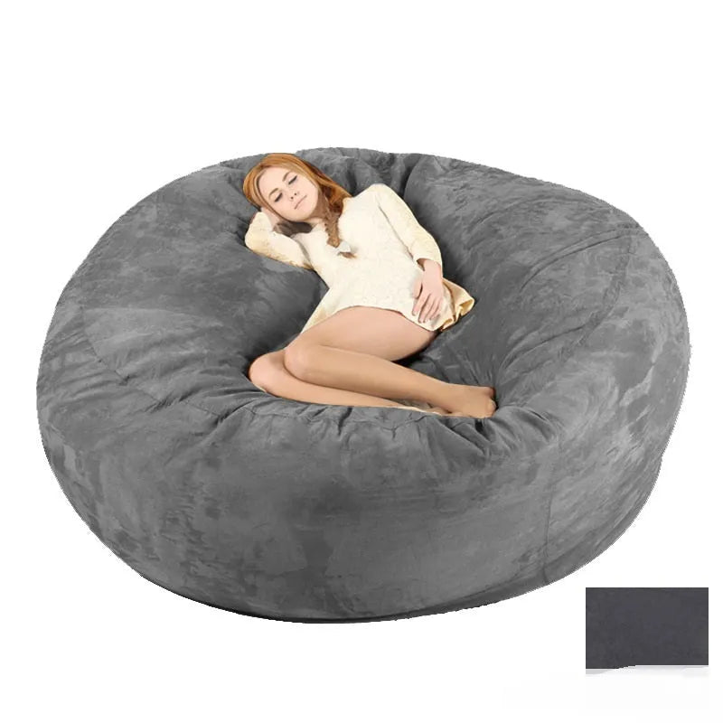 Oversized 7FT suede bean bag chair for adults in living room, aqua green colour with removable cover