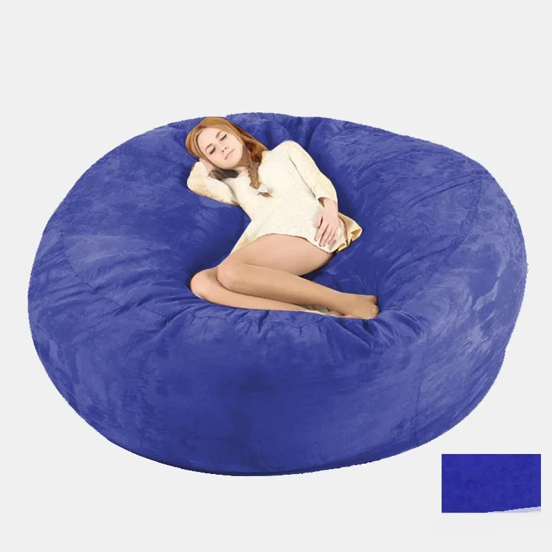 Oversized 7FT suede bean bag chair for adults in living room, aqua green colour with removable cover