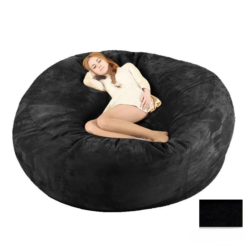 Oversized 7FT suede bean bag chair for adults in living room, aqua green colour with removable cover