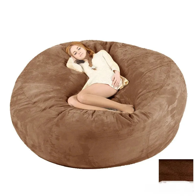 Oversized 7FT suede bean bag chair for adults in living room, aqua green colour with removable cover
