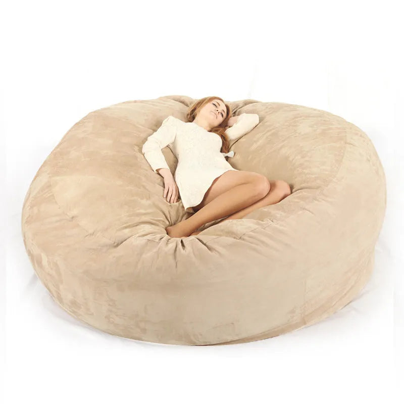 Oversized 7FT suede bean bag chair for adults in living room, aqua green colour with removable cover