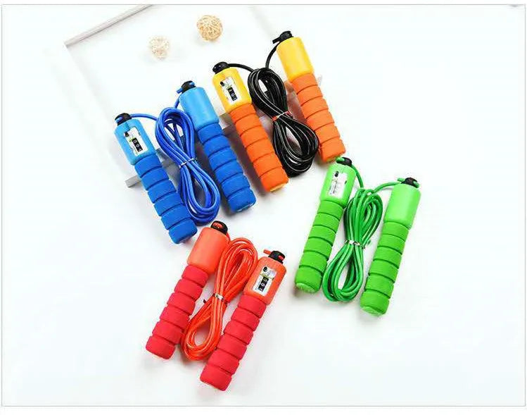 Adult skipping rope with sponge handles and built-in counter, total length 287cm