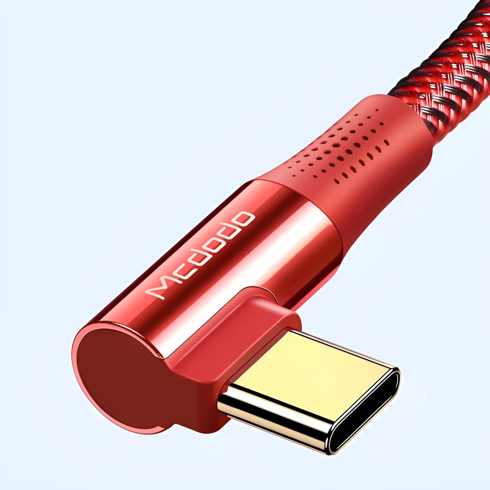 MCDODO Meadow Firefox black angled Type-C to Type-C fast charging cable on a white background.
