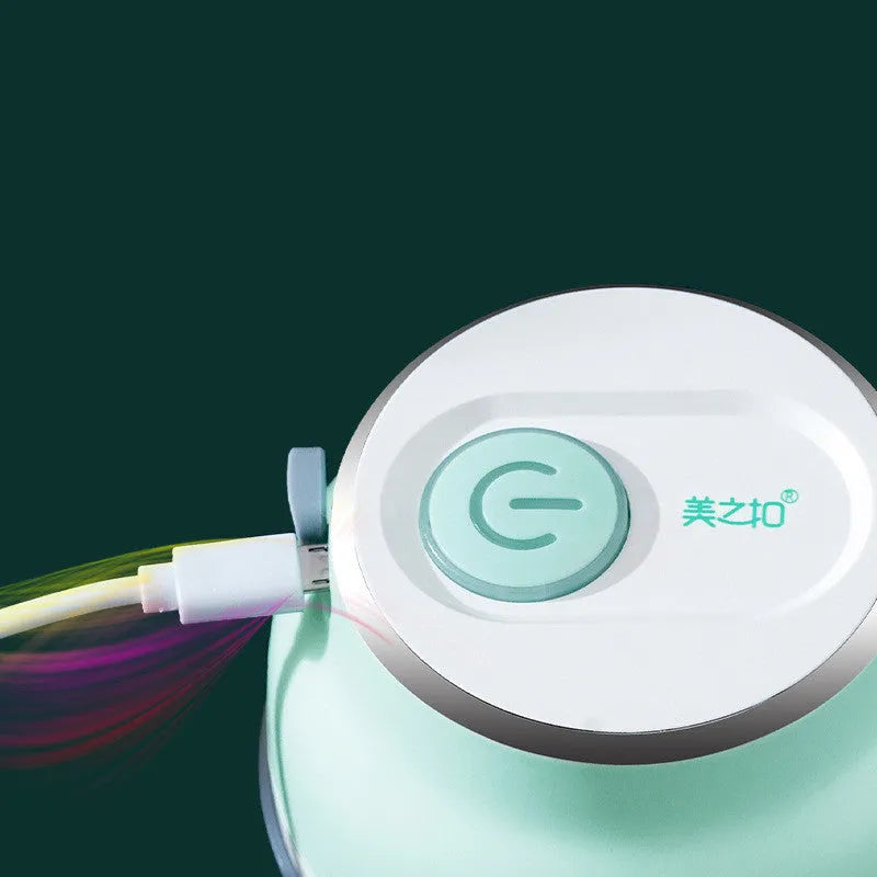 Electric food chopper with transparent cup and stainless steel blade showing 150ml and 230ml capacity options