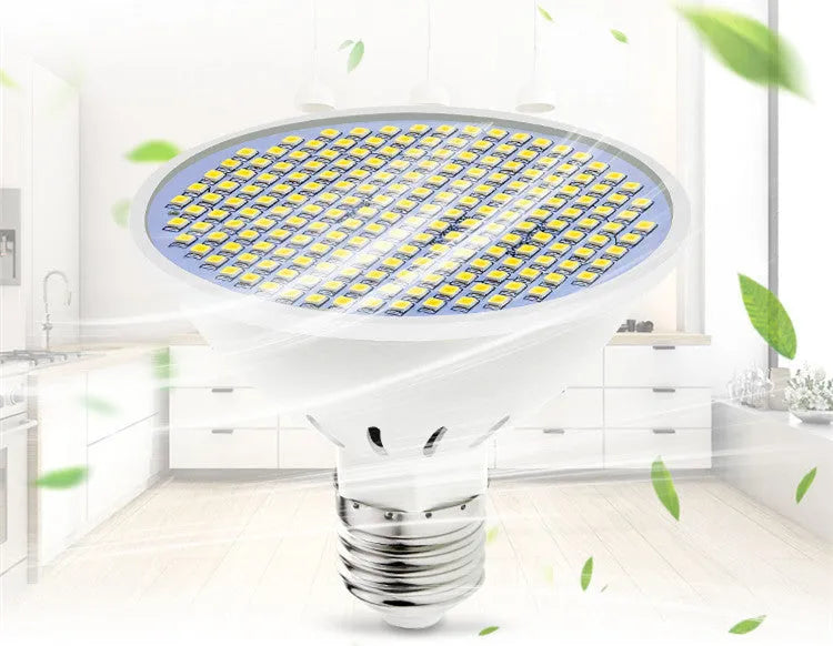 E27 screw base LED lamp cup bulb showing cool white and warm white light options.