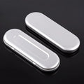 Rectangular frosted iron tinplate box for cosmetic and pen storage, 175mm long.
