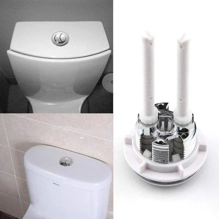 A round, white 38mm ABS plastic double flush button for a toilet tank.