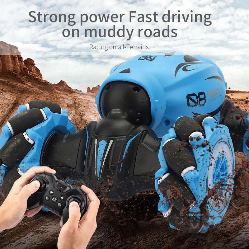 D876 blue gesture sensing remote control car with somatosensory controls.
