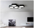Geometric iron LED ceiling light with remote control for living room or bedroom