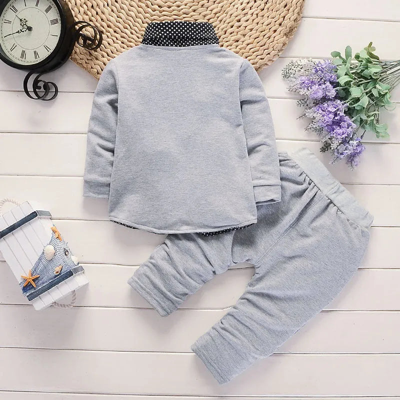 Toddler boys casual printed suit set with jacket and trousers for infants 1-3 years