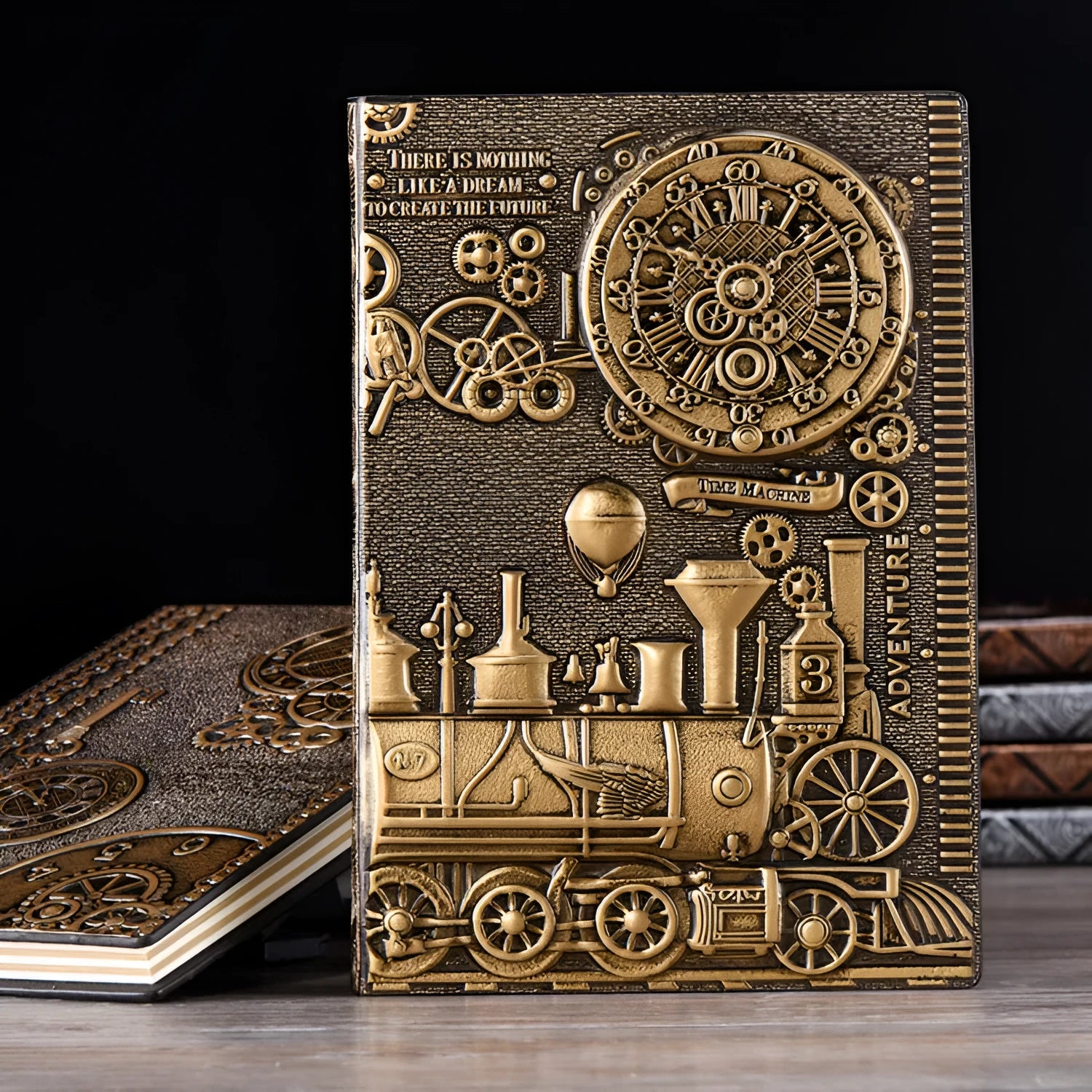 European relief embossed retro notepad diary in red bronze, silver, or green bronze colour.