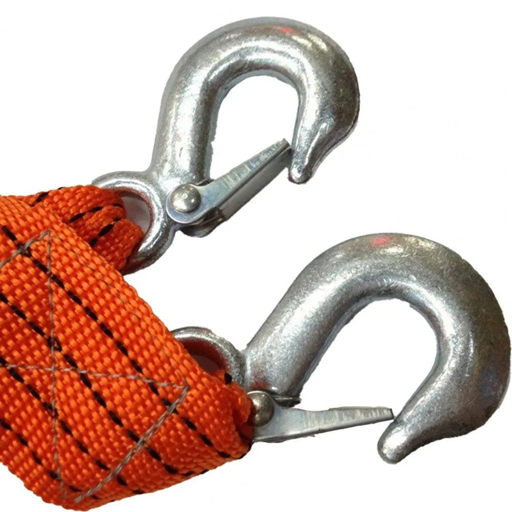 Yellow nylon tow rope with eagle grappling hook and 3-ton capacity rating