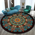 Round polyester fibre rug in national style design with measured diameter options