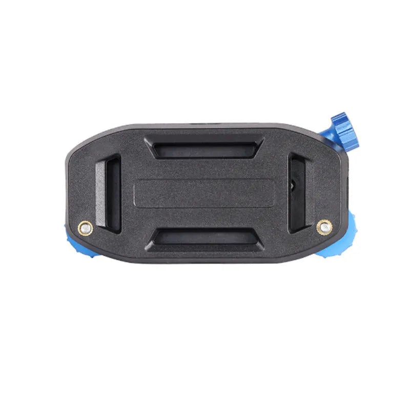 Red and blue plastic quick-hanging backpack clip for sports cameras.