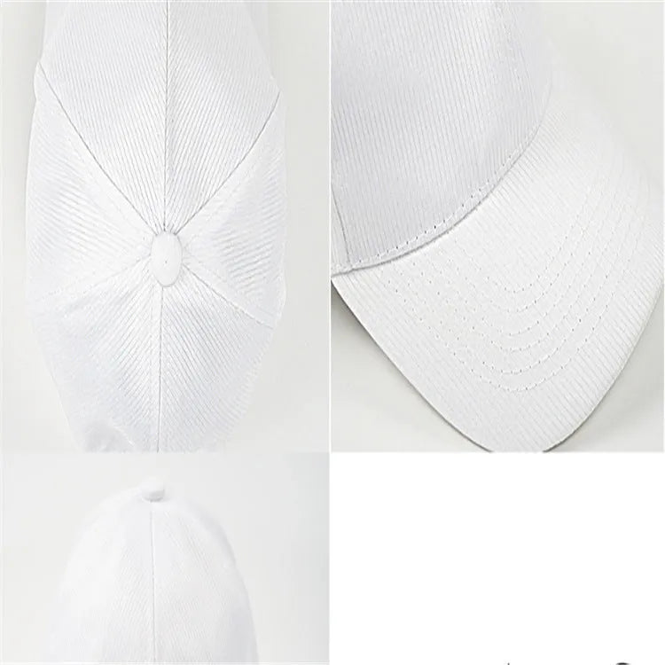 White unisex luminous baseball cap with fiber optic fabric LED glow against dark background