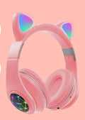 Cat ear Bluetooth wireless headset showing colour options and head-mounted design