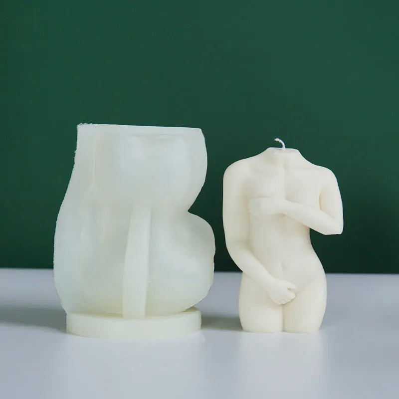 Silicone shy female body candle mould showing detailed anatomical contours in three style variations