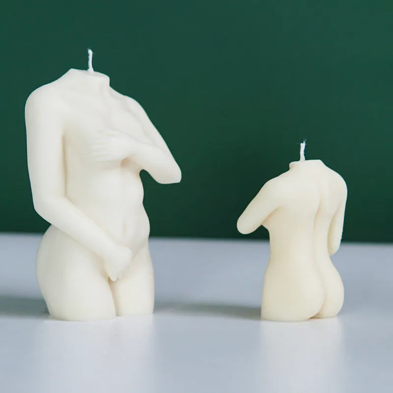 Silicone shy female body candle mould showing detailed anatomical contours in three style variations