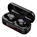V7 LED button version wireless Bluetooth headset with charging box and three ear cap sizes