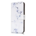Marble flip wallet iPhone case with cartoon animal design showing card slots and magnetic closure