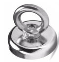 Silver D25mm salvage magnet with lifting ring and suction cup for underwater metal recovery