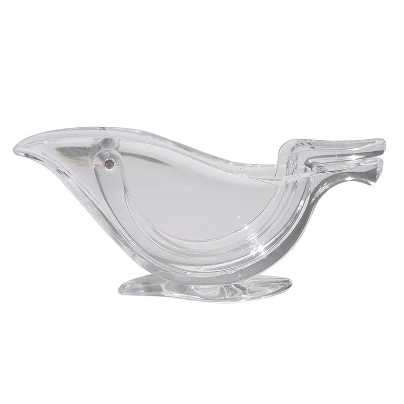 Transparent acrylic manual lemon juicer with bird shape design for squeezing lemon slices