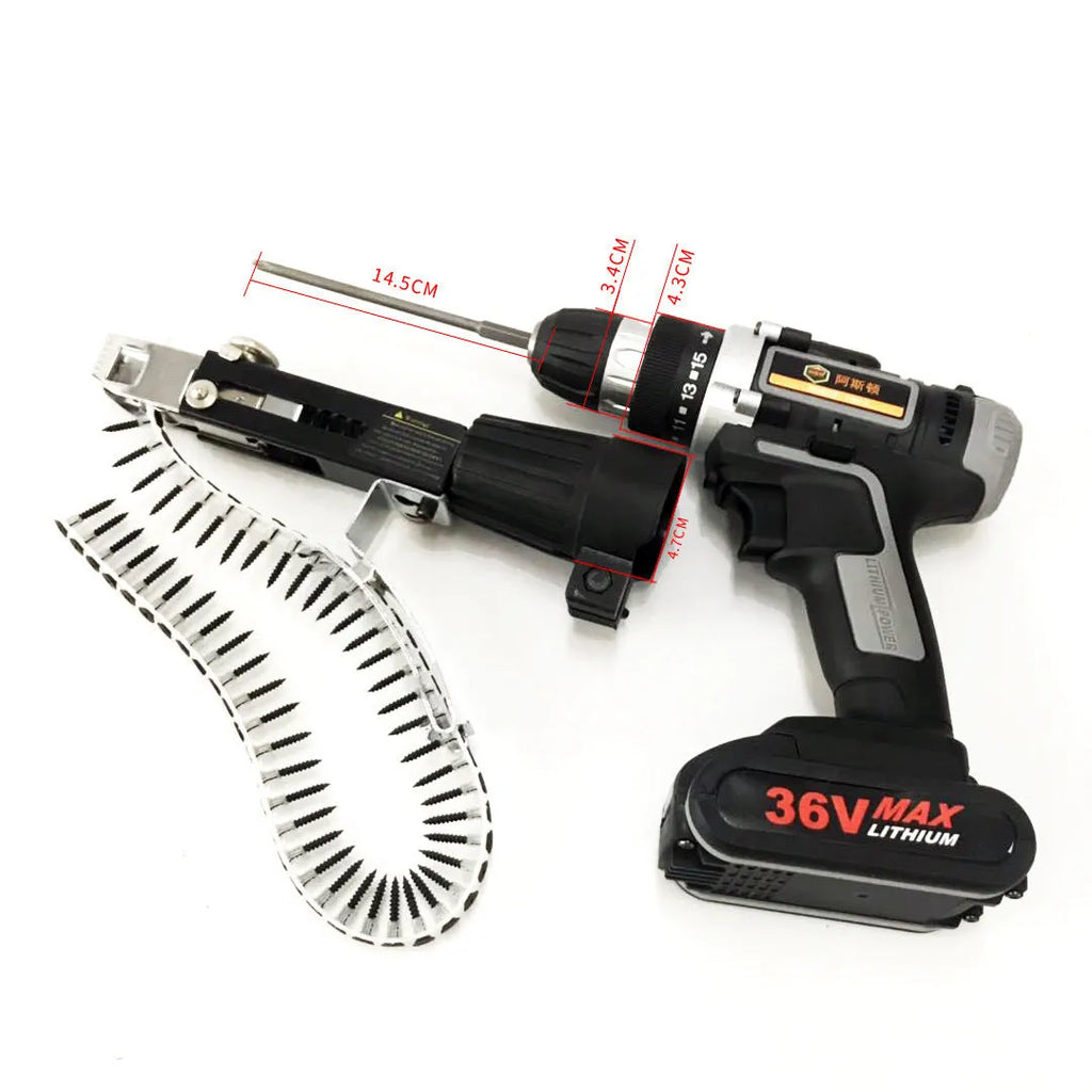Yellow handheld electric chain nail machine with automatic feeding system and pistol grip handle
