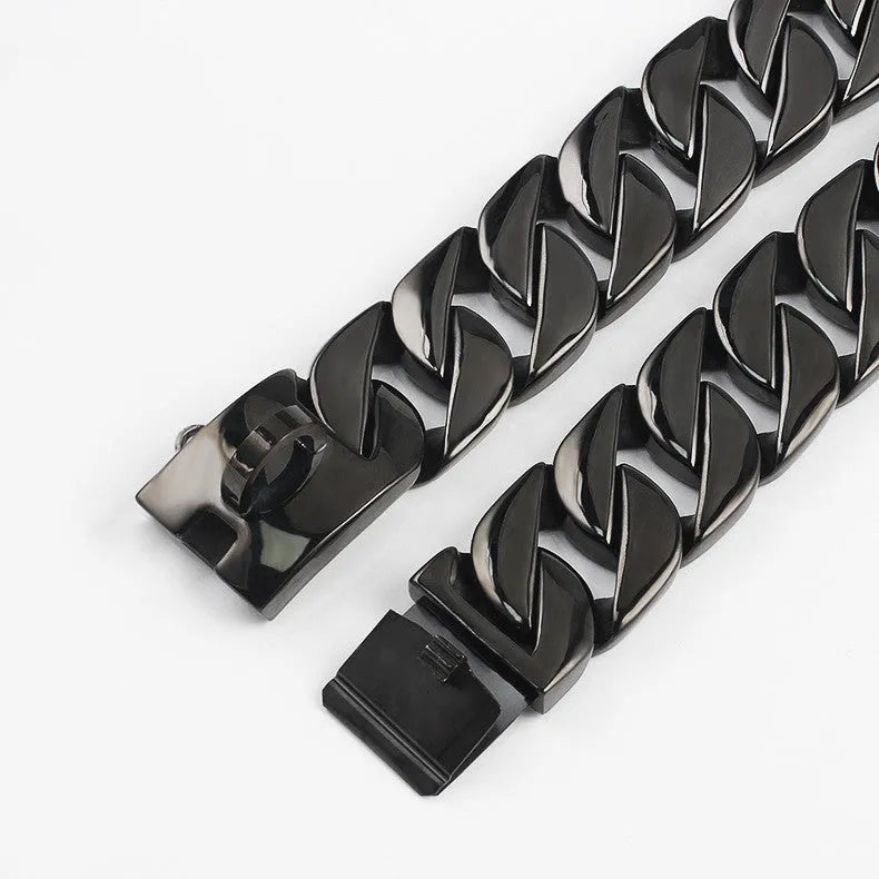 Stainless steel dog collar chain with electroplated finish for large bully pets, available in multiple sizes from 30 to 75 cm