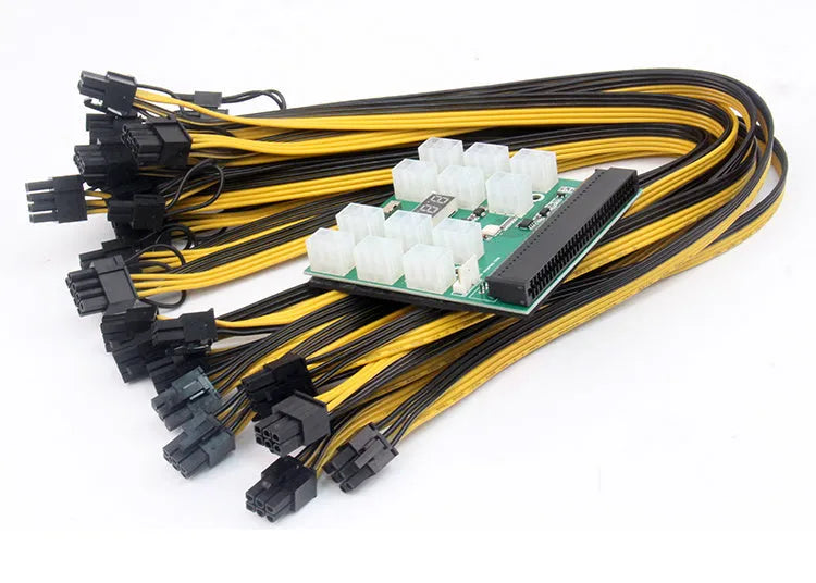 Server power conversion board to 6pin PCIe adapter with twelve 50cm 8pin graphics card power cables