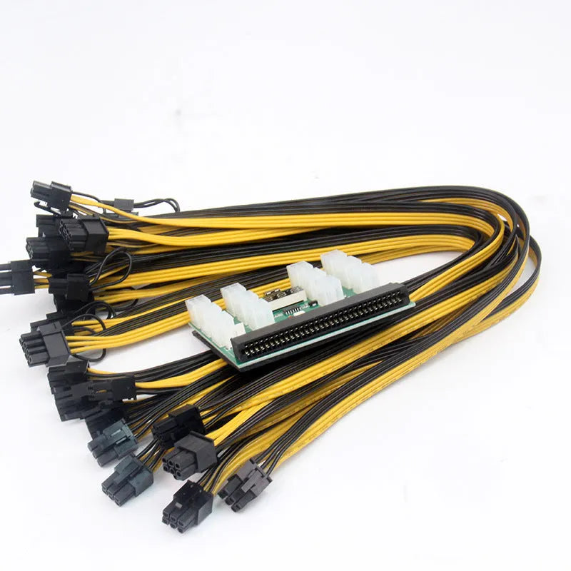 Server power conversion board to 6pin PCIe adapter with twelve 50cm 8pin graphics card power cables