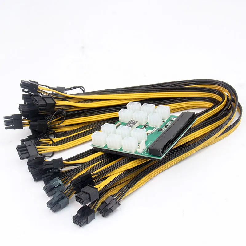 Server power conversion board to 6pin PCIe adapter with twelve 50cm 8pin graphics card power cables