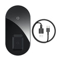 Baseus minimalist two-in-one wireless charger power bank in black, transparent, and white colours.