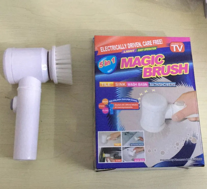 White Magic Brush electric cleaning brush with three interchangeable brush heads for household cleaning