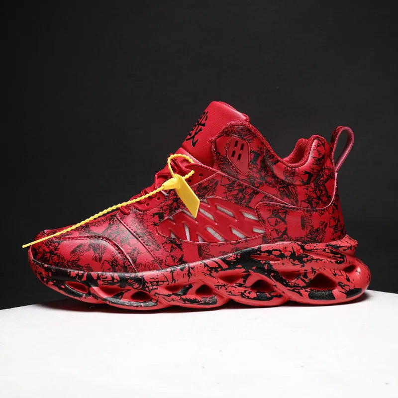 Men's camouflage pattern high-top basketball shoes in multiple colours with rubber sole