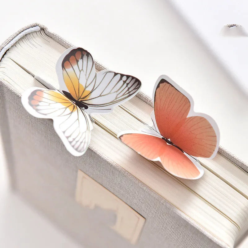 Cute butterfly paper bookmark in Japanese and South Korean stationery style, measuring 13.5cm by 5.5cm.