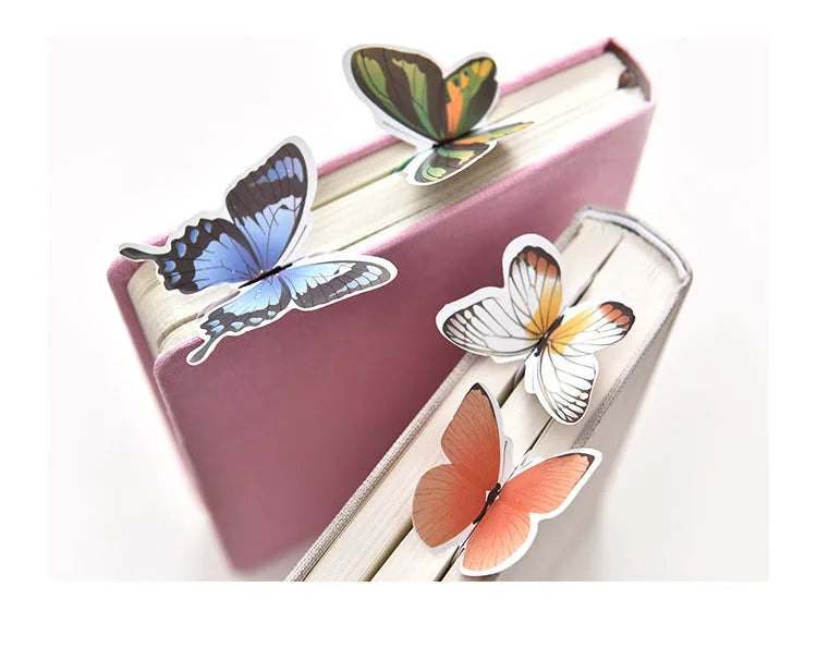 Cute butterfly paper bookmark in Japanese and South Korean stationery style, measuring 13.5cm by 5.5cm.