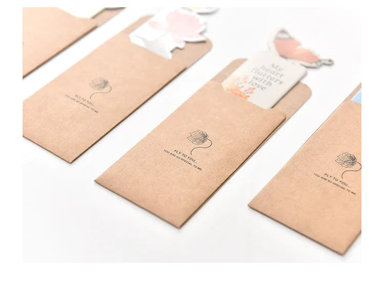 Cute butterfly paper bookmark in Japanese and South Korean stationery style, measuring 13.5cm by 5.5cm.