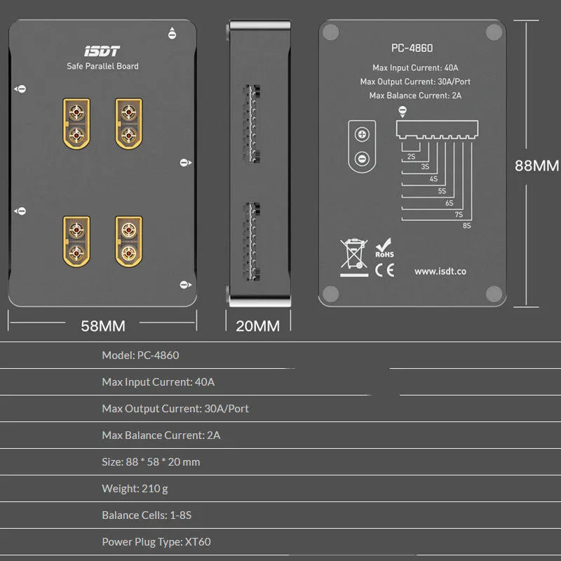 Grey Astor parallel charging board for RC aircraft battery management