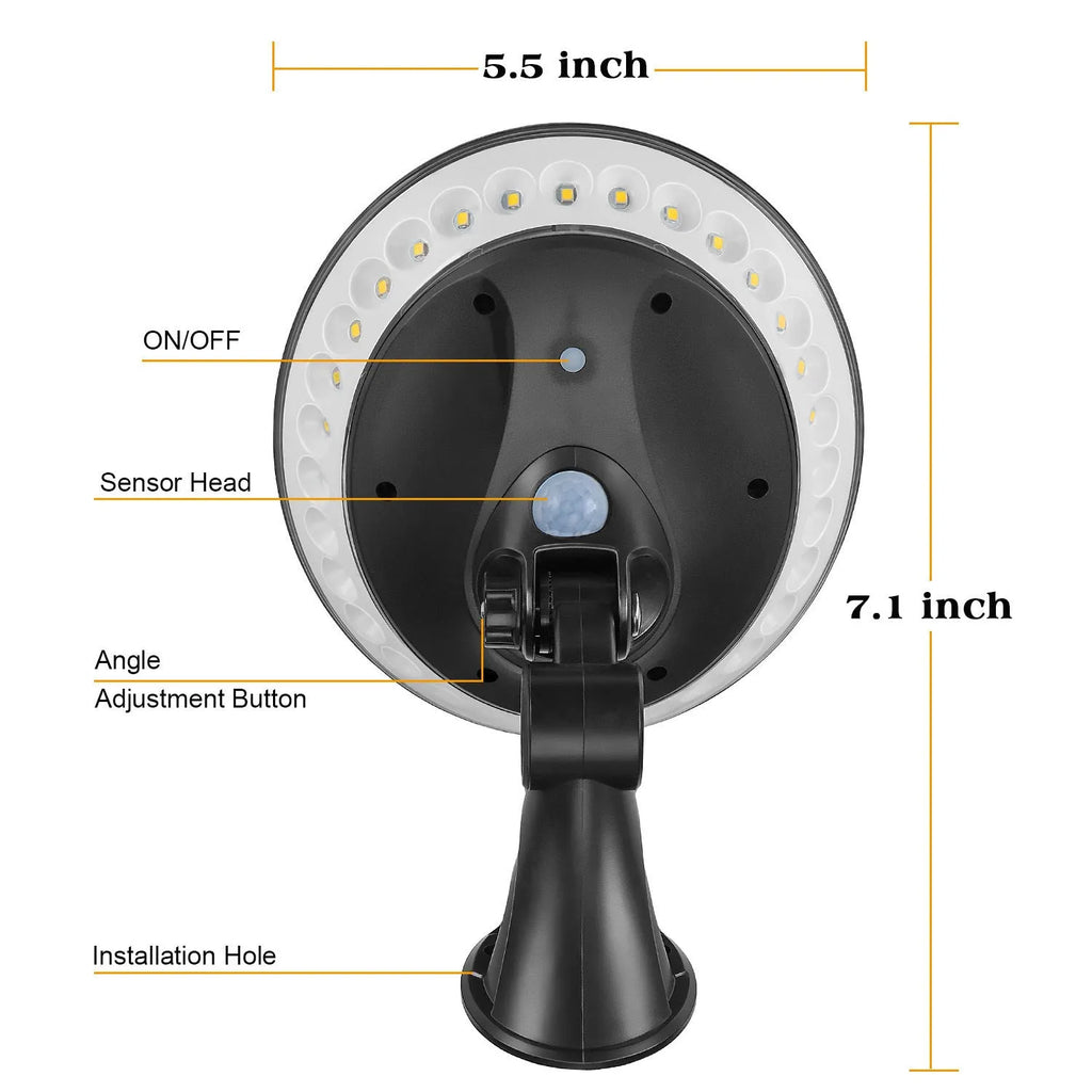 White 360-degree solar garden light with integrated solar panel on top, suitable for outdoor pathways.