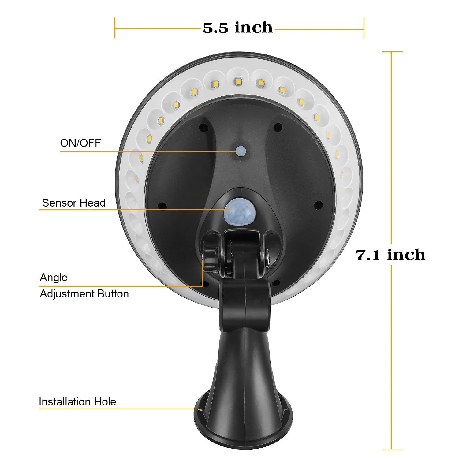 White 360-degree solar garden light with integrated solar panel on top, suitable for outdoor pathways.