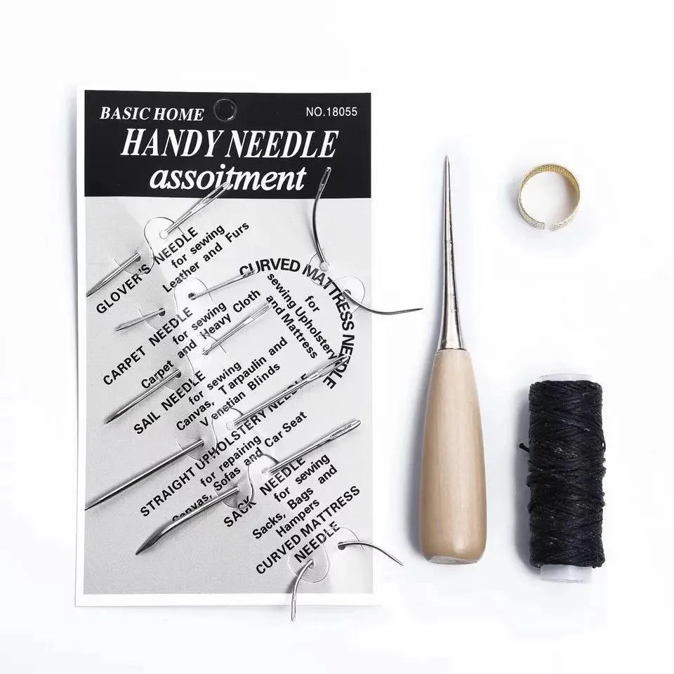 Four-piece leather tool set for DIY crafting and hand-stitching projects