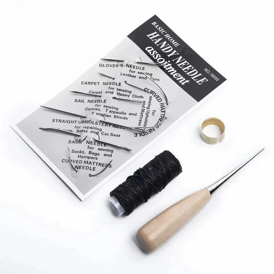 Four-piece leather tool set for DIY crafting and hand-stitching projects